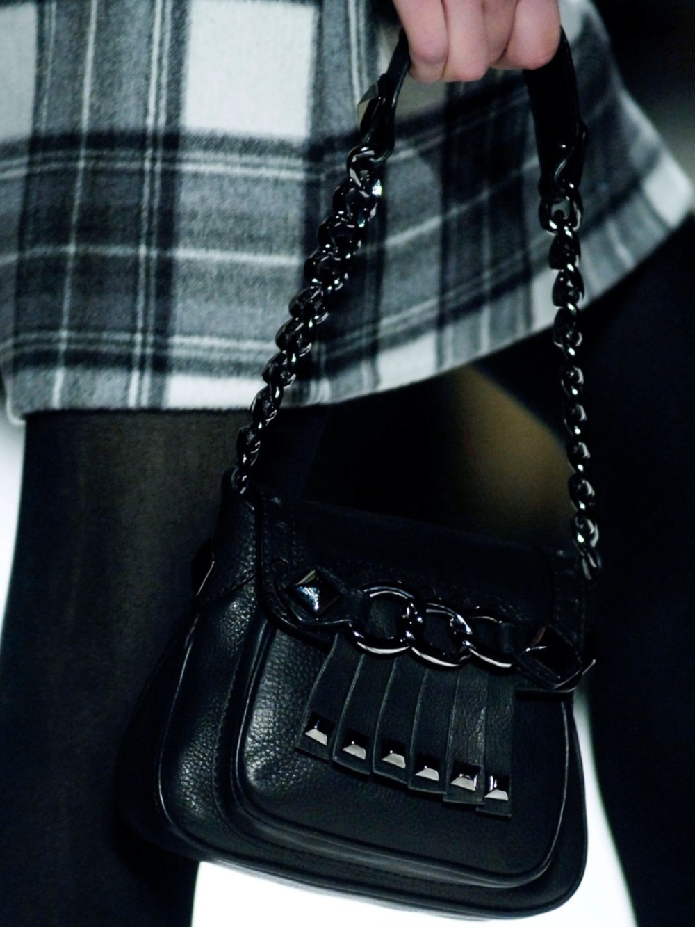 Michael Kors Black Leather Studded Chain Mini Handbag Vintage